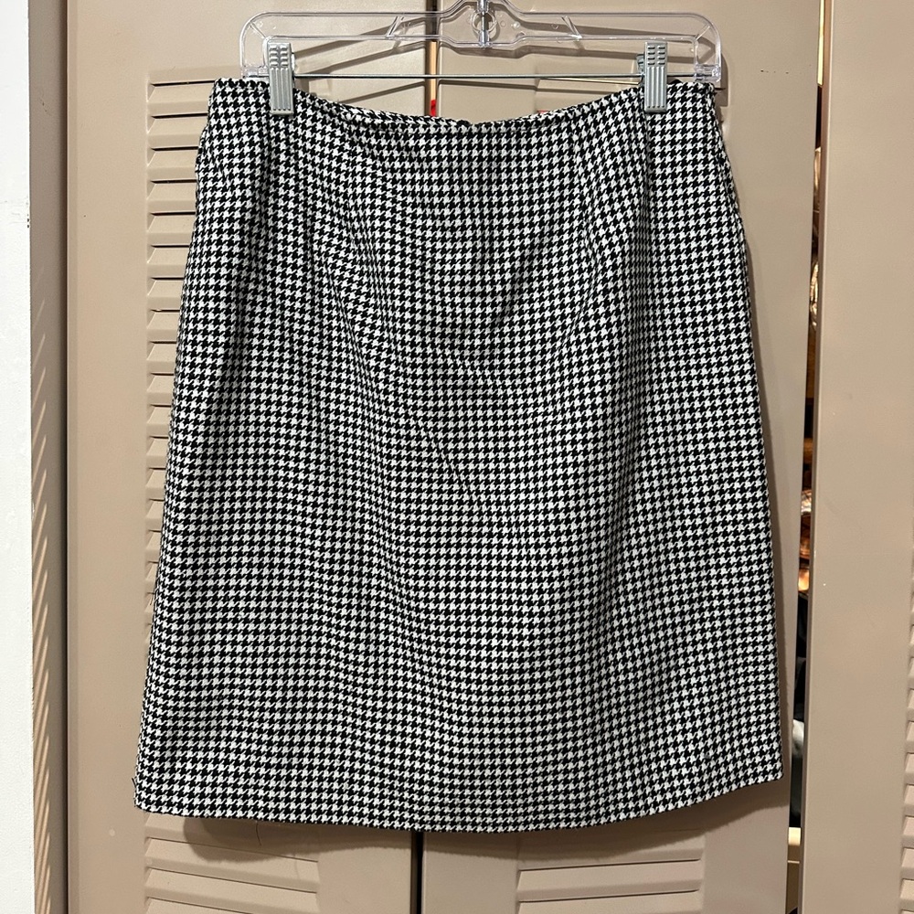 Black and White Houndstooth A-Line Skirt 10P